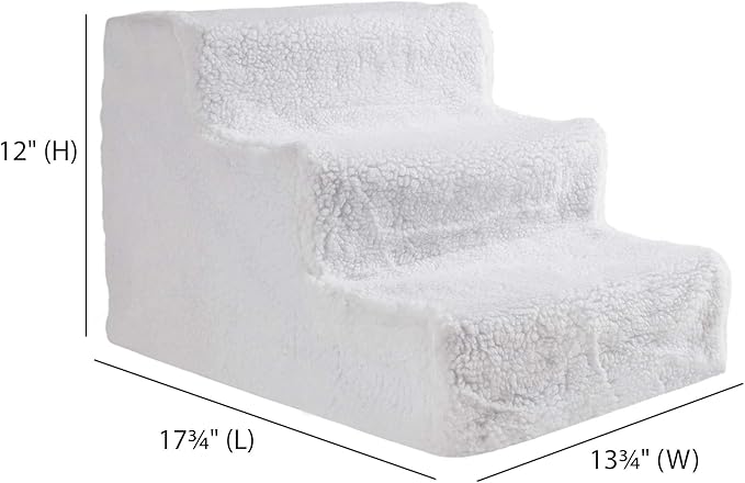 Pet Parade Three Step Pet Stairs – Easy Access to Beds and Couches for Pets – Easy Assembly –Removable Cover – Easy Cleaning