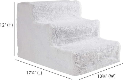 Pet Parade Three Step Pet Stairs – Easy Access to Beds and Couches for Pets – Easy Assembly –Removable Cover – Easy Cleaning
