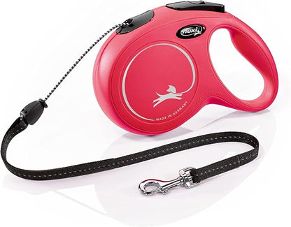 FLEXI® New Classic Retractable Dog Leash (Cord), Ergonomic, Durable and Tangle Free Pet Walking Leash for Dogs, 16 ft, Medium, Red