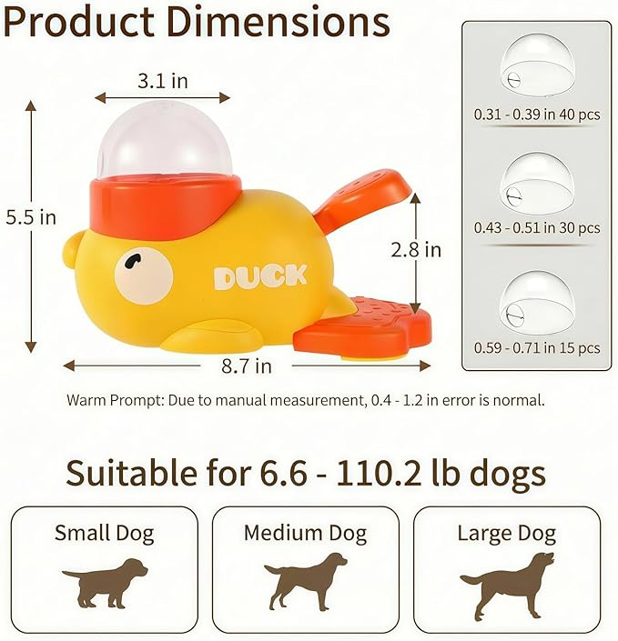 Duck Shaped Interactive Treat Dispenser for Cats and Dogs, Puzzle Slow Feeder Toy with Adjustable Food Outlets, Non Slip Pet Food Dispenser for Small Medium Pets (White)
