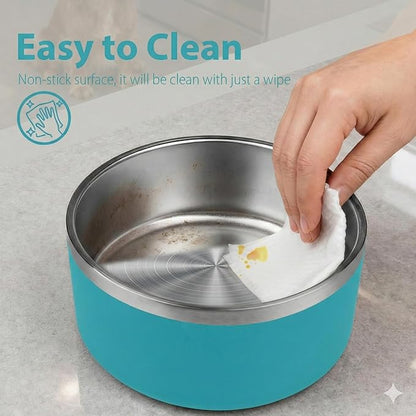 Dog Bowl, Stainless Steel Dog Bowls for Food and Water, Metal Pet Feeding Bowl with Insulated Non-Slip Quiet Bottom, Easy to Clean, Dishwasher Safe, 32oz,4 Cup | Teal