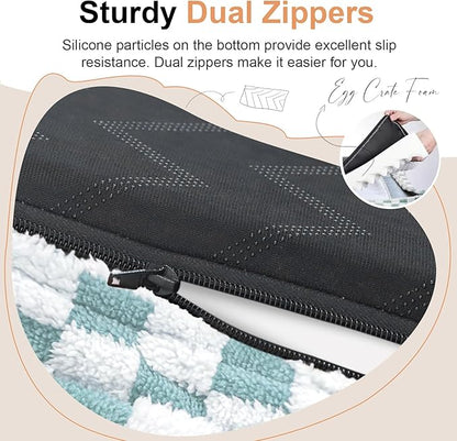 Large Dog Bed Orthopedic Washable: Beds Bolster XXL Bed Big XLarge Dogs Egg Crate Foam Sofa Couch Waterproof Removable Cover - Green Grid