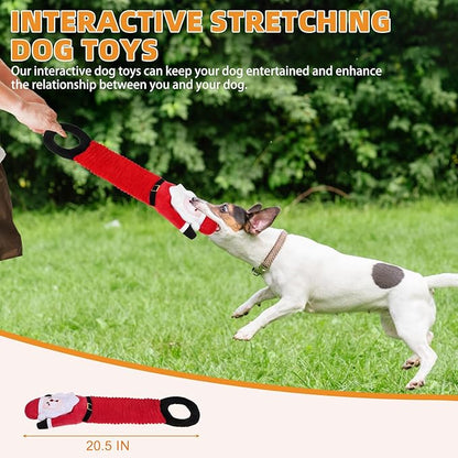 KOOLTAIL Christmas Santa Dog Toys, Tough Plush Dog Chew & Squeaky Toys with Crinkle Paper, Interactive Training & Tug of War Puppy Teething Toy for Indoor Outdoor Play for Small Medium Large Dogs