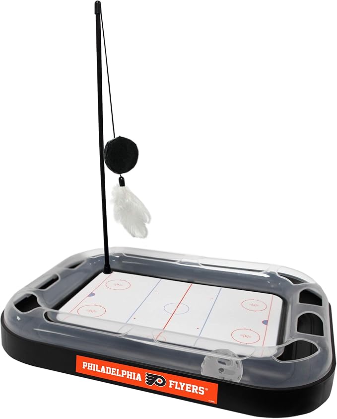 Pets First NHL Philadelphia Flyers Hockey Field 5-in-1 Cat Scratcher Toy with Interactive Cat Ball & Bell