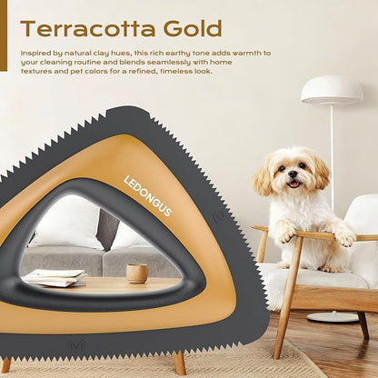 Pet Hair Remover for Car and Home - Multi-Surface Fur Removal Tool for Car Interiors, Furniture, Couch, Carpet, and Bedding | Portable and Effective Cat & Dog Hair Remover(Terracotta Gold)