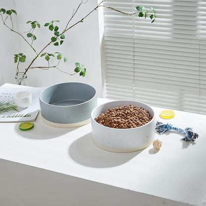 Oslo Ceramic Dog Bowl - 8'' Dog Food Water Bowl for Medium and Large Dogs, Heavy Duty Non-Slip Dog Dish, Modern Scandi-Style Stoneware Pet Feeder Bowl, Dishwasher Safe (70Oz, White)
