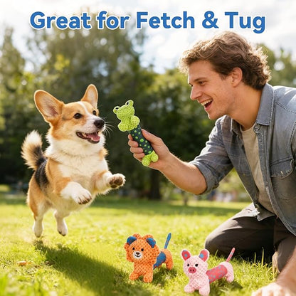 Squeaky Dog Toys, Interactive Dog Toys for Indoor Play, Lion Rabbit Fog Dog Toys with Durable Fabric Material for Small Medium Large Dogs - 3pack
