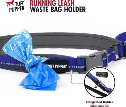 Tuff Pupper Hands Free Bungee Dog Leash | Lightweight for Running Jogging Walking | Adjustable Padded Waist Belt (24-50 inch) | Bungee Stretch 3 to 6 Feet | Strong Ballistic Nylon w/Reflective Strips