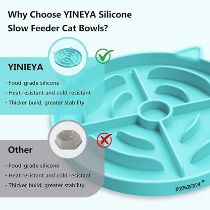 2 Pcs Silicone Slow Feeder Cat Bowl, Cat Slow Feeder for Food Training, Interactive Puzzle Bowls for Puppy, Kitten Dishes to Prevent Overeating, Treat Toys Suitable for Dry and Wet Food