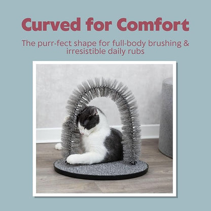Trixie Cat Massager and Self Grooming Arch, Bristle Ring Brush, Carpet Base Scratcher, Cat Self Groomer, Gray, Small