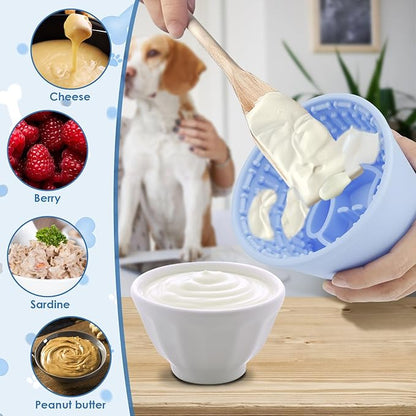 Slow Feeder Bucket, Dog Feeding Bucket, Dog Lick Bowl, Dog Lick Pad with Anti Skid Suction Cup Large Volume Slow Feeder Dog Bowl Portable Slow Feeder Dog Bowl Suitable for Dogs (Sky Blue)