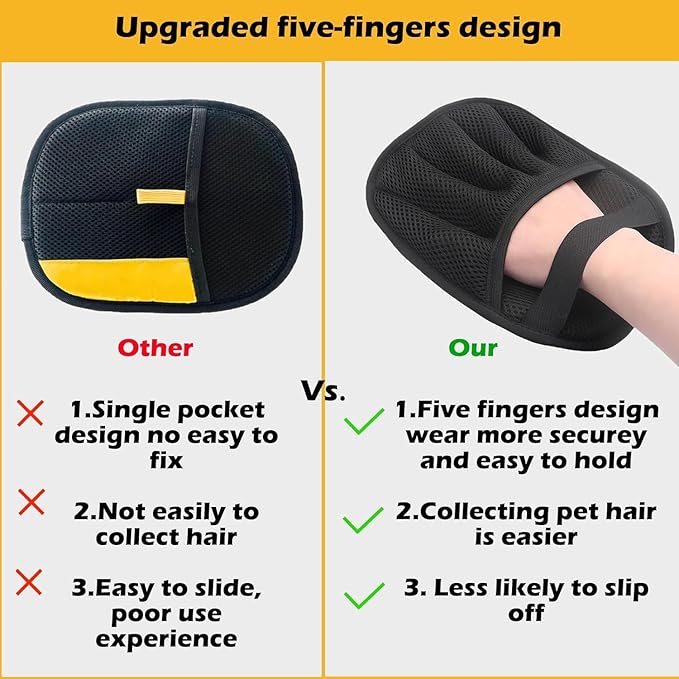 Electrostatic Hair Removal Gloves Reusable Pet Hair Cleaning Gloves for Removing Cat and Dog Hair from Clothes, Sofas, Carpets, and Dust. Household Hair Removal Brush (2)