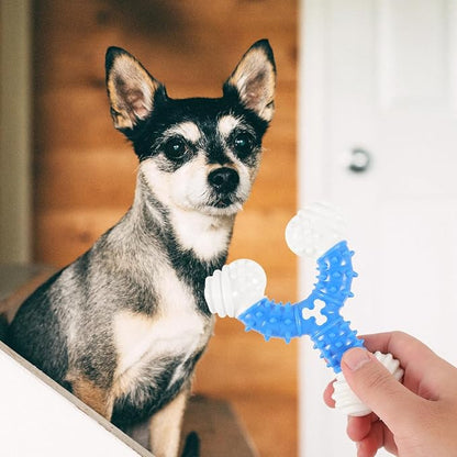 POPETPOP Dog Chew Toy Bone 4.72 Inch Durable Nylon Teeth Grinding Squeaky Interactive Pet Toy for Small Puppies and Medium Dogs Oral Health