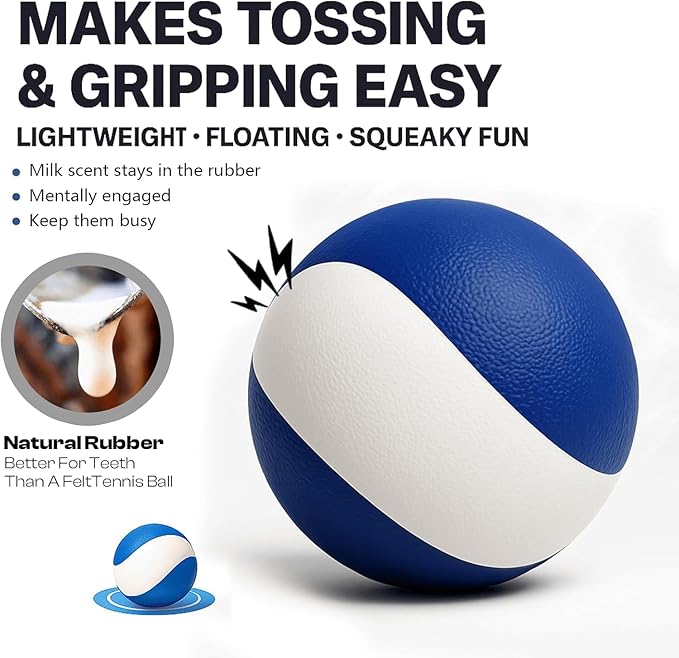 Squeaky Dog Toy – Durable Rubber Dog Ball for Medium & Large Dogs, Tough Interactive Fetch Toy for Chewers, Outdoor Training & Play Ball, Floating Water Play Gift.Ocean
