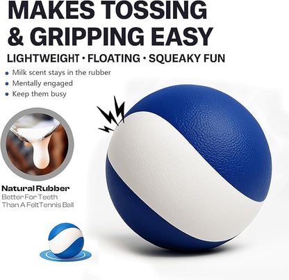 Squeaky Dog Toy – Durable Rubber Dog Ball for Medium & Large Dogs, Tough Interactive Fetch Toy for Chewers, Outdoor Training & Play Ball, Floating Water Play Gift.Ocean