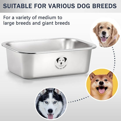 Stainless Steel Dog Bowls for Large Dogs, High Capacity Metal Dog Food Bowls, Food and Water Bowl for Large, X-Large, and Big Dogs 2.65 Gallons