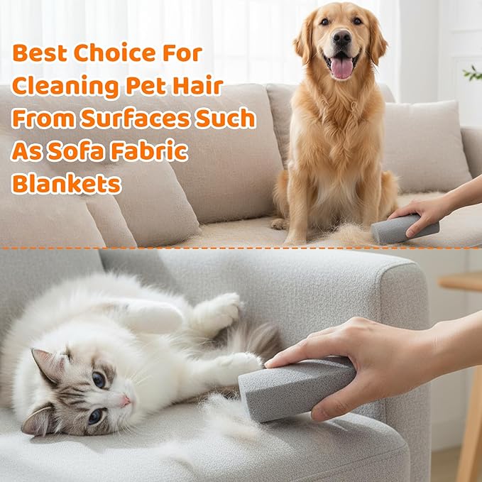 Yolev 2 Pcs Pet Hair Remover Grey Pumice Stone for Dog Cat Tool Fur Removal Cleaning Block Remover Stone for Car Interior Furniture Bedding Carpet（3.94 x 1.97 x 1.38in）