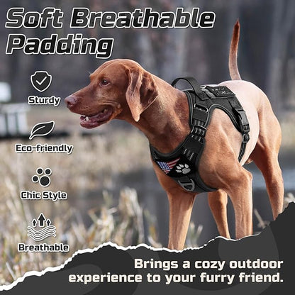 rabbitgoo Tactical Dog Harness for Small Dogs, No Pull Military Service Vest with Handle & Molle, Easy Control for Training Walking, Adjustable Reflective Straps, Black, S