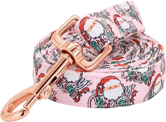Dog Leash, Christmas Dogs Leashs Pink Christmas Santa Claus Print Adjustable Dog Leash for X-Small Boys and Girls Dogs