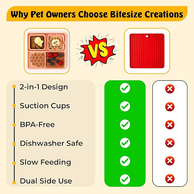 Cat & Dog Lick Mat with Suction Cups - 2-in-1 Silicone Lick Pad & Puzzle Feeder - Pet Food Mat for Anxiety Relief & Boredom - BPA-Free & Dishwasher Safe - Rose
