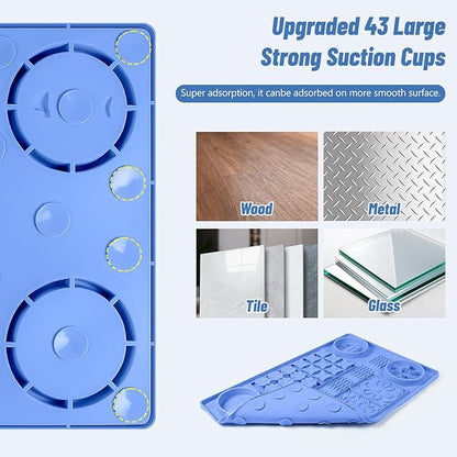 Large Silicone Snuffle Mat, 32"x 20" Dog Lick Mat with Suction Cups, Slow Feeder for Small | Medium | Large | Multiple Dogs Slow Eating, Boredom Reducer (Blue)