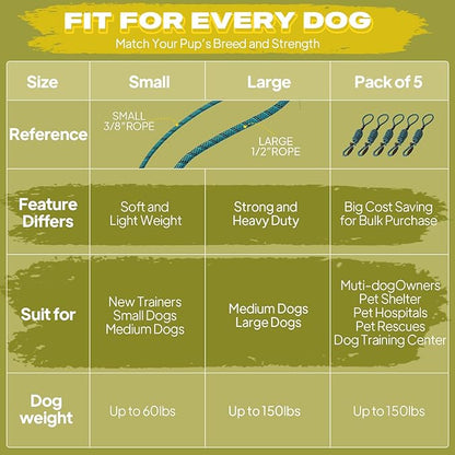 Fida Durable Slip Lead Dog Leash, 6 FT x 1/2" Heavy Duty Loop Comfortable Strong Rope Lead for Large, Medium Dogs, No Pull Pet Training with Highly Reflective, Blue (Pack of 2)