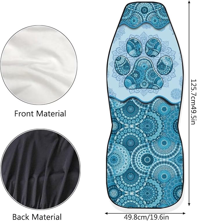 Dreaweet Boho Car Seat Covers Front Seats Dog Paw Car Accessories for Women 2 Piece Washable Front Seat Cover Universal Fit Most Vehicle SUV Sedan Trucks,Blue