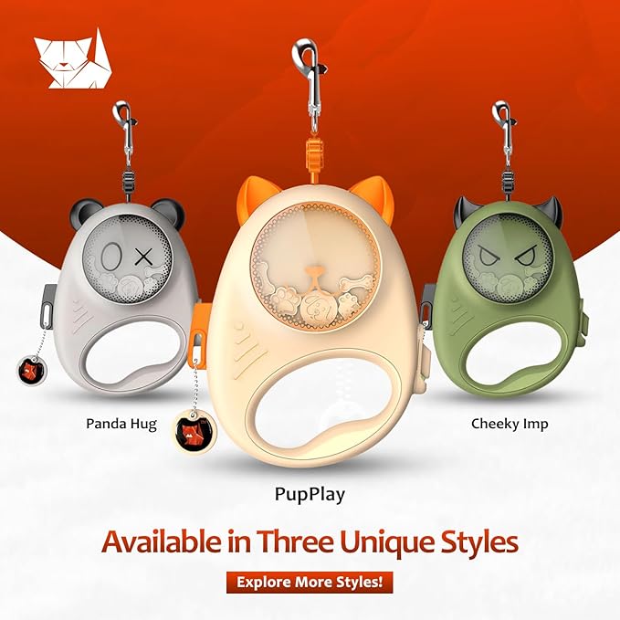 Dog & Cat Retractable Leash, 13ft Strong Nylon Tape with Auto-Locking, Tangle-Free Walking Pet Leash for Small Dogs/Cats Up to 33 lbs, One-Touch Brake, Comfortable Handle, PupPlay Design