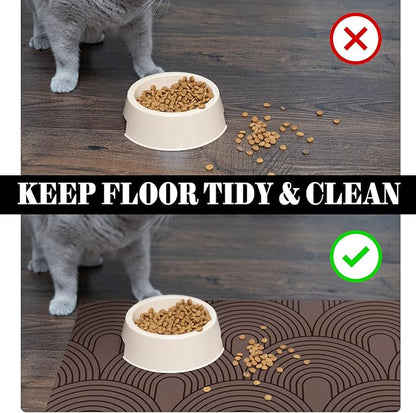 Dog Food Mats for Floors Absorbent, Pet Cat Food Mat - Quick Dry Dog Bowl Mats for Food and Water, Eco-Friendly Boho Pet Supplies