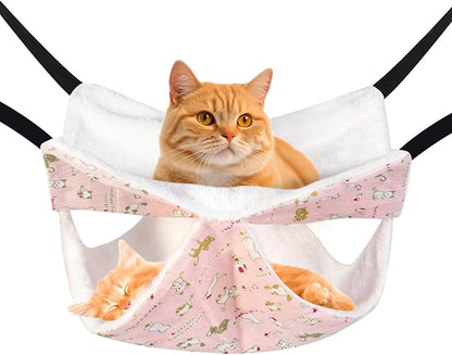Cat Hammock for Cage Hanging Cat Bed with Adjustable Strap and Metal Hooks, for Winter and Summer Use - Small Animals Soft Sleeping Hammock Accessory