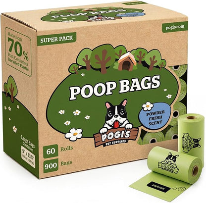 Pogi’s Dog Poop Bags – Leak-Proof & Extra Thick Pet Waste Bags (Fresh Scent, 60 Rolls, 900-Count)