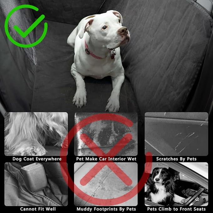 Dog Seat Covers for Tesla Model Y/3/S - Breathable Quilted Fleece Pet Liner Waterproof and Scratchproof Back Seat Protector Model Y Accessories with Hammock Design