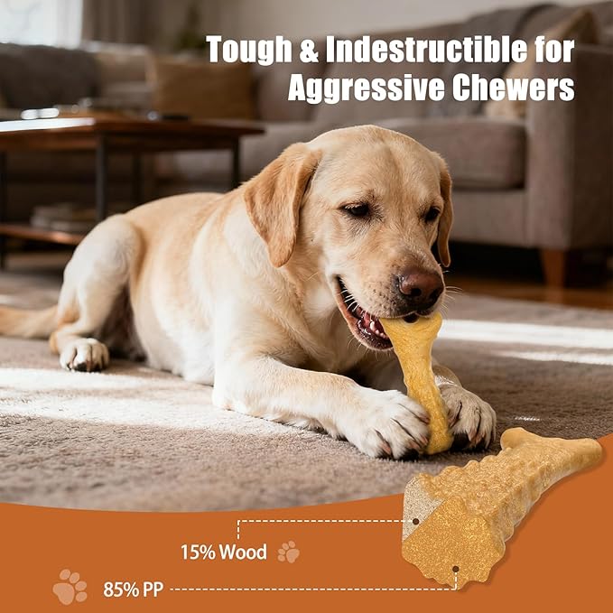 Dog Chew Toy for Puppy Medium Dogs Durable Dog Chew Bones Teething Toys,Tough Wishbone Dog Toys for Aggressive Chewers, Beef Flavor