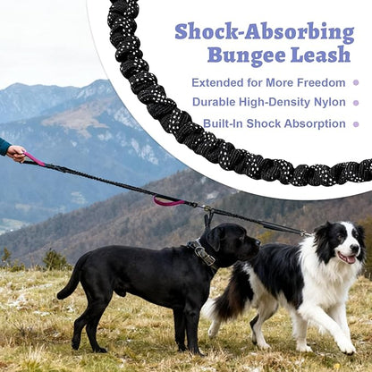 Hands Free Double Dog Leash for Two Dogs- No Tangle No Pull Dual Leash with Padded Adjustable Waist Belt & Reflective Stitching - Ideal for Running, Jogging, Hiking with Medium & Large Breeds