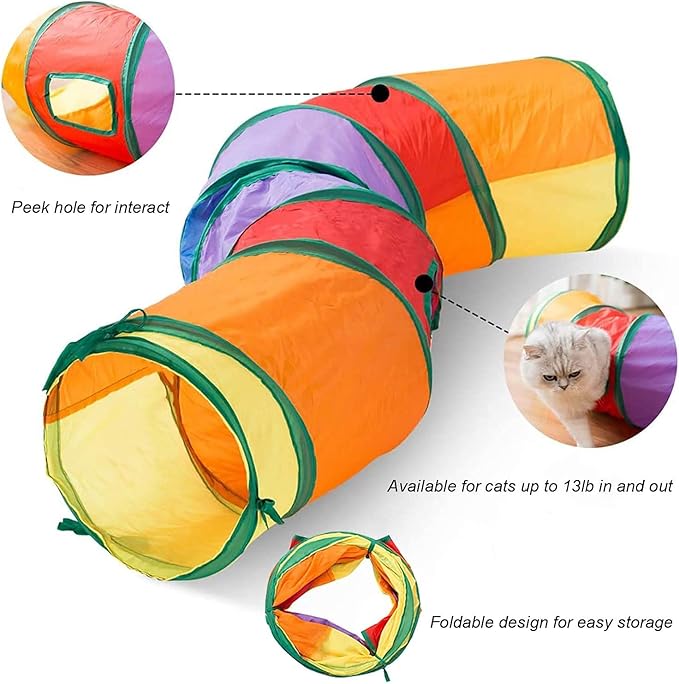 Cat Toys 20 Pcs,Kitten Toys for Indoor Cats, Pet Play Tunnel and Tube Toy,Cat Tunnel Interactive Feather Teaser Wand Ball Toy Set for Kitty and Cats (20PCS)