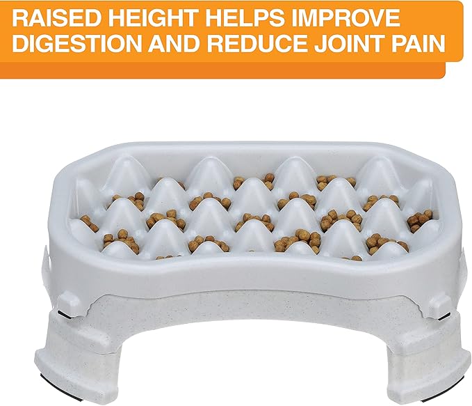 Neater Pet Brands – Neater Raised Slow Feeder Dog Bowl – Elevated and Adjustable Food Height - (2.5 Cup, Vanilla Bean)
