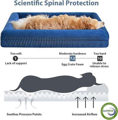 WNPETHOME XXL Extra Large Dog Bed, Washable Dog Couch with Removable Waterproof Cover, Orthopedic Large Pet Sofa Bed with Bolster Sides for Sleeping