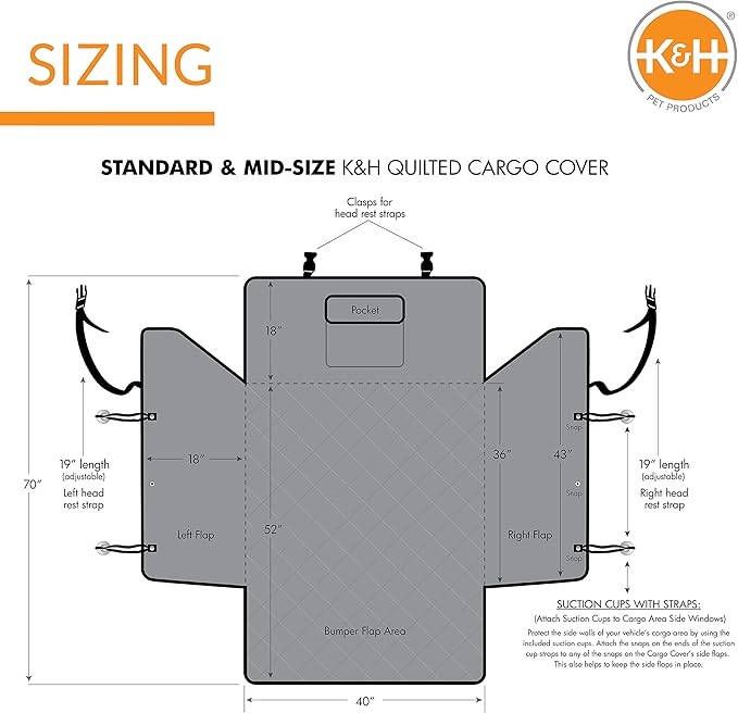 K&H Pet Products Quilted Cargo Cover Tan Standard/Mid-Size Vehicle 54 Inches