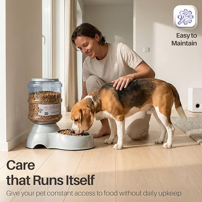 Flexzion Gravity Pet Feeder Food Dispenser (6-12 lb Size) Automatic Replenish Dry Food Storage Container Bowl for Small Medium Breed Dog Cat Animal Feeding Watering Fountain Supplies