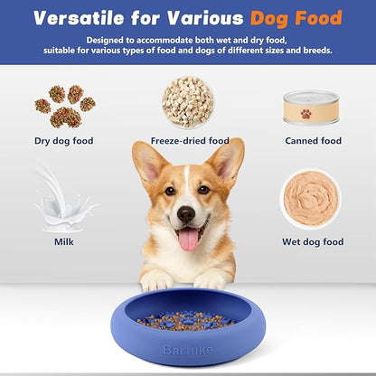 Dog Lick Bowl, Slow Feeder Dog Bowl Licking Mat for Small to Large Dogs, BPA-Free Non-Slip Silicone Slow Feeder Treat Dispenser for Anxiety Relief, Freezer & Dishwasher Safe (Blue, 8.2"×2")