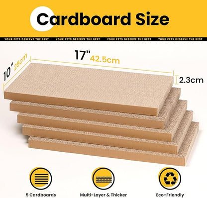 Cat Scratcher Box with Heavy-Duty Double-Sided Cardboard Pad, Cardboard Lounger, Interactive Hole Design, Cat Bed for Indoor Cats, Checkered,Large - 5 Pack