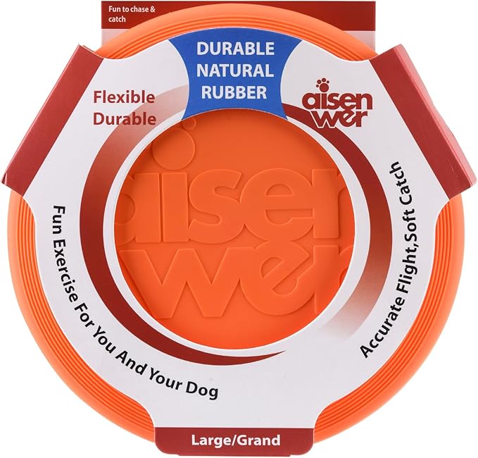 Dog Flying Disc - Durable Rubber Dog Toy for Fetch - Interactive Lightweight Flyer Dog Toys for Outdoor Playtime - Safer Disc for Healthy Activity - for Medium/Large Dogs