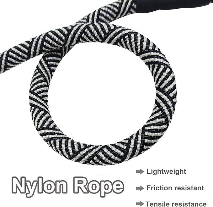 MayPaw Heavy Duty Rope Dog Leash, 3/4/5/6/7/8/10/12/15/20FT Nylon Pet Leash, Soft Padded Handle Thick Lead Leashes for Large Medium Dogs (Black, 1/2" * 3')