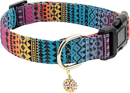 Faygarsle Bohemian Geometric Pattern Dog Collar for Small Medium Large Boys Girls Dogs L