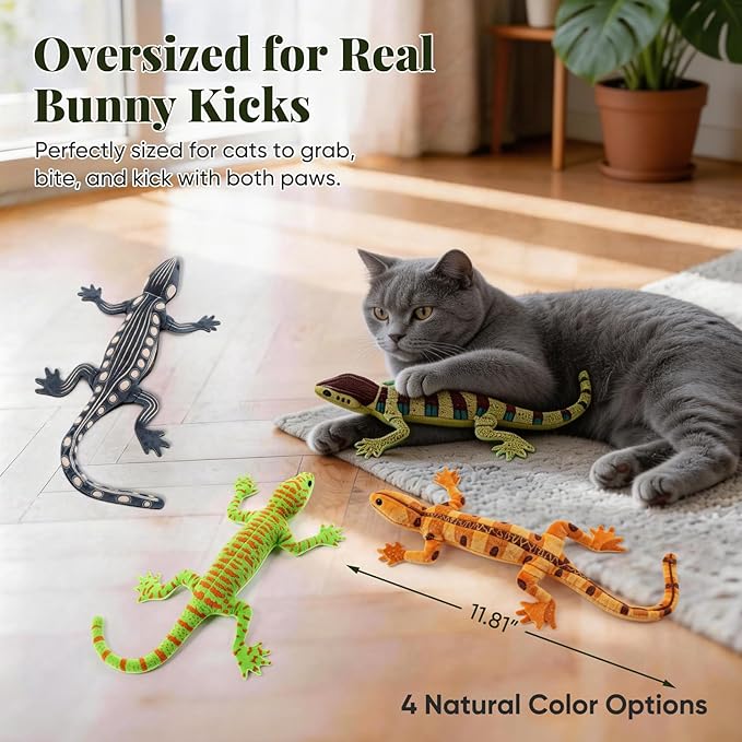 CiyvoLyeen Lizard Catnip Toys Chew Bite Resistant Toys for Indoor Cats Boredom Relief Teeth Cleaning Interactive Funny Cute Kitten Cat Lover Gifts Christmas Birthday Presents Set of 4