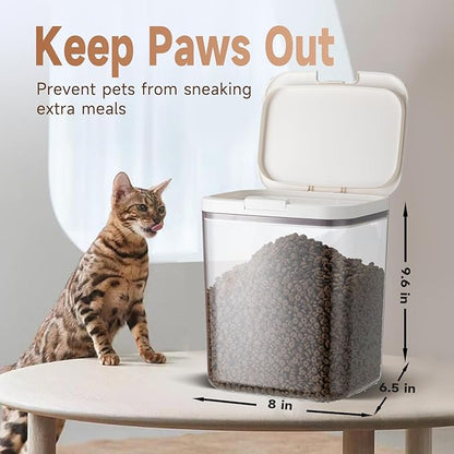 LivLab Mker Dog Food Storage Container 5 lbs Airtight Pet Food Storage Containers with Lids, Cat Food Container, BPA Free, Rice Container, Flour Dispenser(6 lbs), white