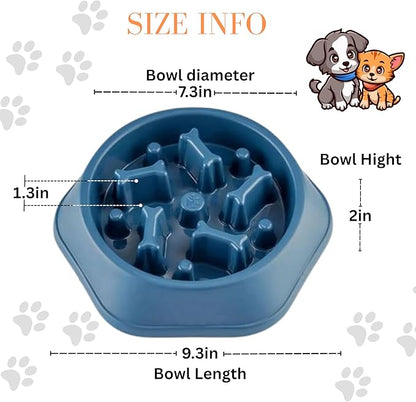 2 PCS Slow Feeder Dog Food Bowl – Bowl Designed to Slow Eating, Promotes Healthy Digestion and Prevents Bloat, Ideal for Cats and Dogs (Blue-Blue)