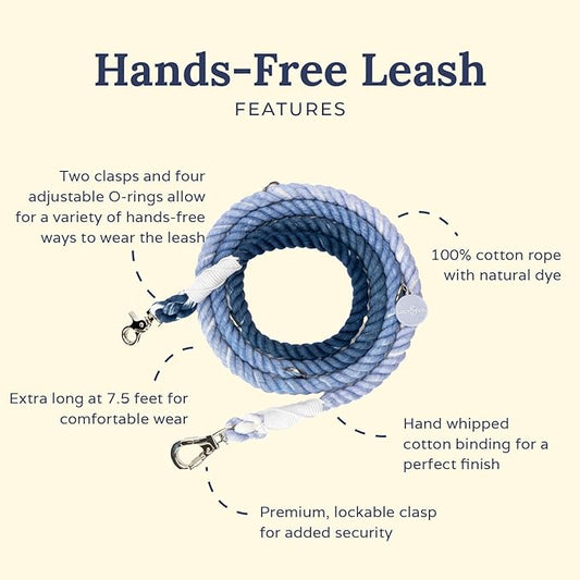 The Lucy & Co. Blueberry Twist Ombre Blue Hands-Free 6-in-1 Rope Leash