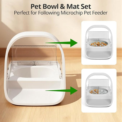 Slow Feeder Bowl for Automatic Microchip Cat Pet Feeder, Helps Prevent Bloat & Improve Digestion, Easy to Clean, Slow Feeder Bowls & Mat