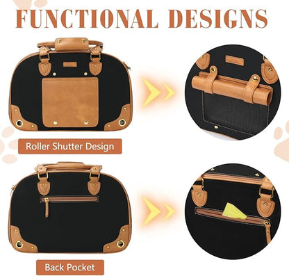 PetsHome Dog Carrier Purse, Pet Carrier, Foldable Waterproof Premium Nylon Pet Travel Portable Bag Carrier for Cat and Small Dog Home/Outdoor Medium Black